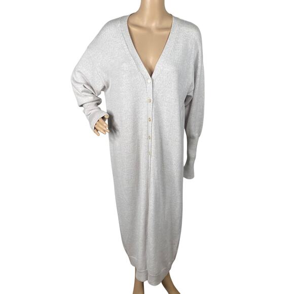 Wilfred Aritzia Utopia Heather Gray Longline Duster Midi Sweater Dress SZ L - Picture 4 of 12